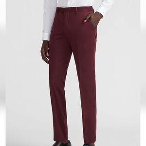 Express Men's Slim Solid Burgundy Cotton Sateen Suit Pants 34 x 29